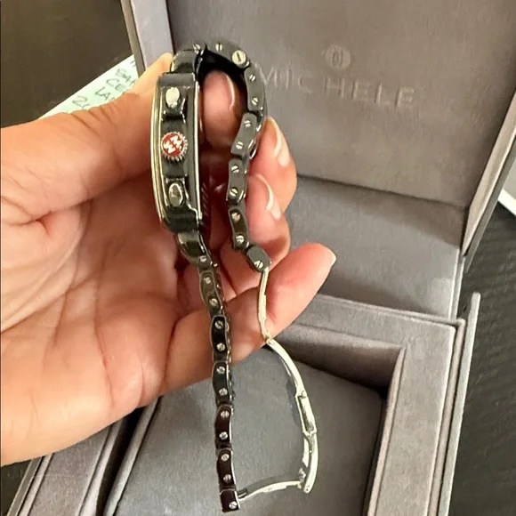 Michele Deco Zebra Ceramic Black and Silver  Chronograph Watch With Diamonds - Picture 4 of 9